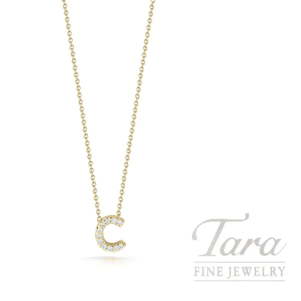 Roberto Coin Diamond 18K Yellow Gold Love Letter "C" Initial Pendant, 0.05TDW