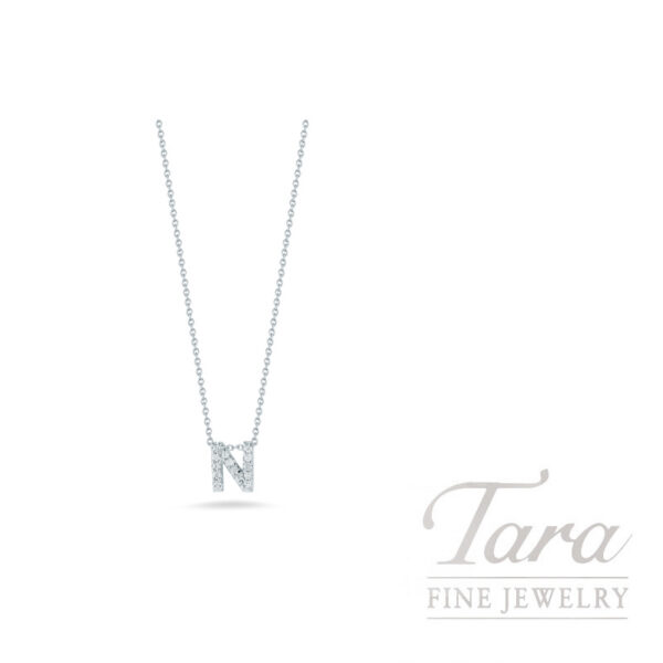 Roberto Coin 18K White Gold Love Letter "N" Diamond Pendant Necklace