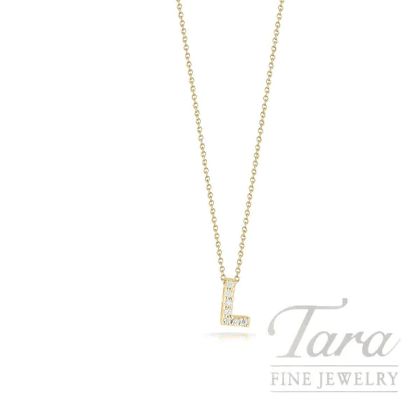 Roberto Coin 18K Yellow Gold Love Letter "L" Diamond Pendant Necklace