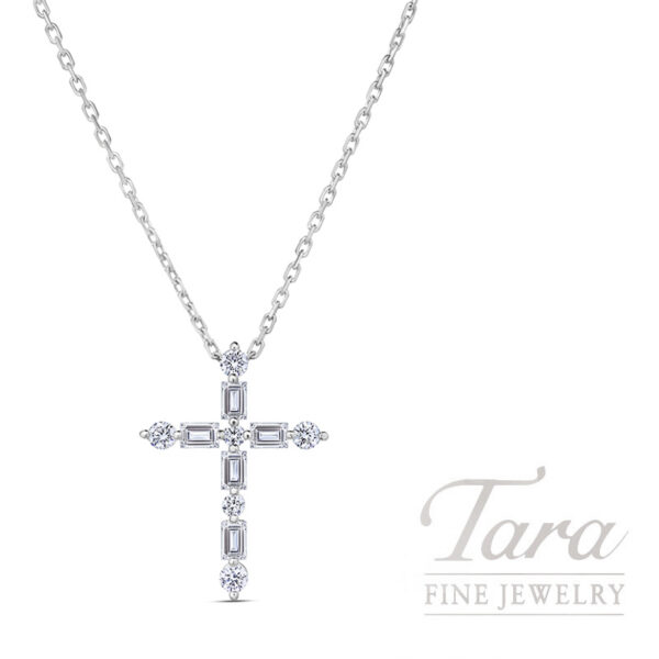 Roberto Coin 18K White Gold Cross Pendant Necklace .55TDW