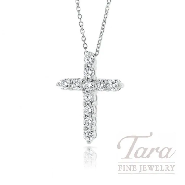 Roberto Coin 18K White Gold Diamond Cross Pendant Necklace