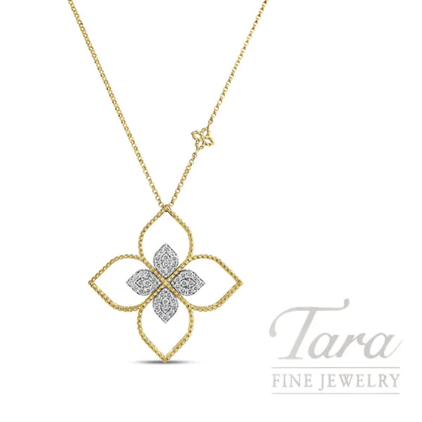 Roberto Coin 18K Yellow & White Gold Diamond Principessa Necklace 0.43 TDW