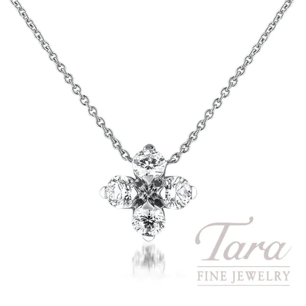 Roberto Coin 18K White Gold Love in Verona Diamond Flower Pendant Necklace .55TDW