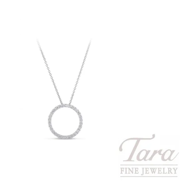 Roberto Coin 18K White Gold Diamond Circle Pendant Necklace 0.09 TDW