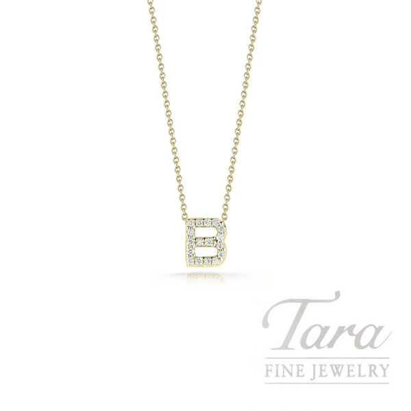Roberto Coin Diamond 18K Yellow Gold Love Letter "B" Pendant Necklace 0.06TDW