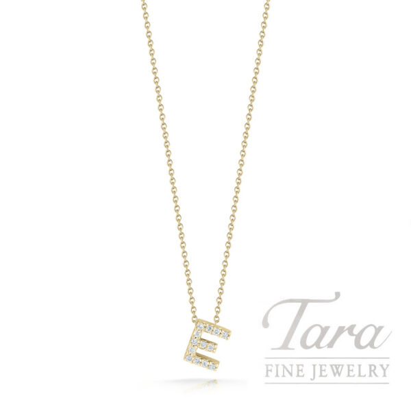 Roberto Coin Diamond 18K Yellow Gold Love Letter "E" Pendant Necklace 0.06TDW