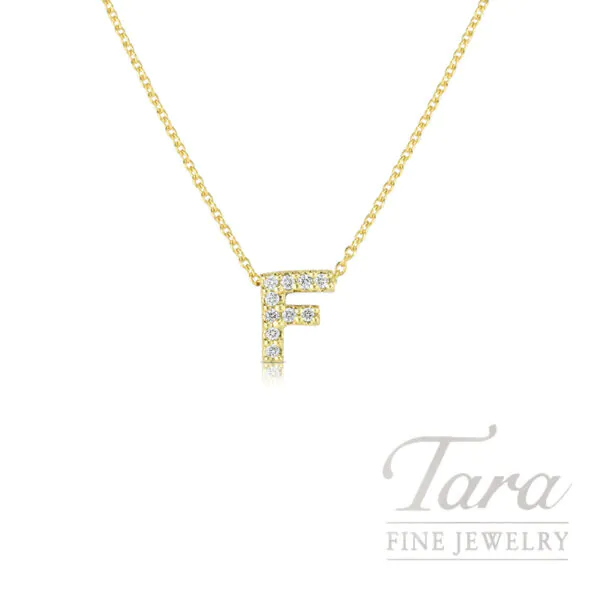 Roberto Coin Diamond 18K Yellow Gold Love Letter "F" Pendant Necklace 0.05TDW