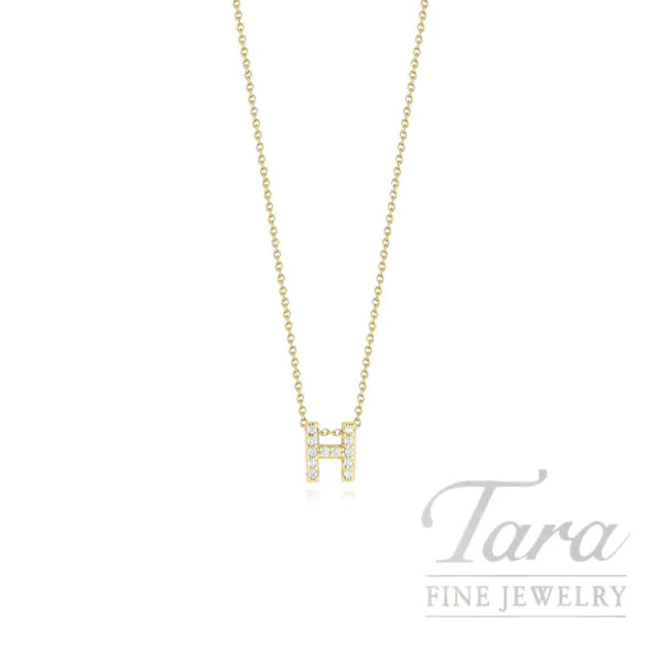 Roberto Coin Diamond 18K Yellow Gold Love Letter "H" Pendant Necklace 0.06TDW