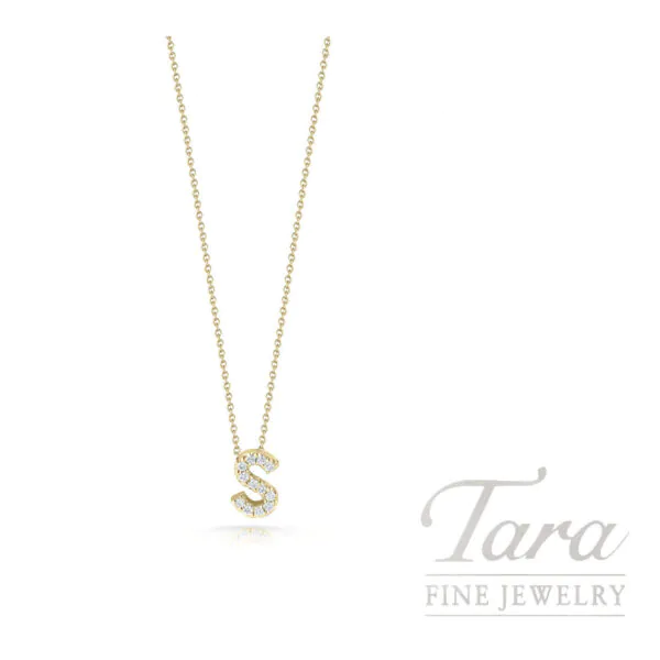 Roberto Coin Diamond 18K Yellow Gold Love Letter "S" Pendant Necklace 0.05TDW