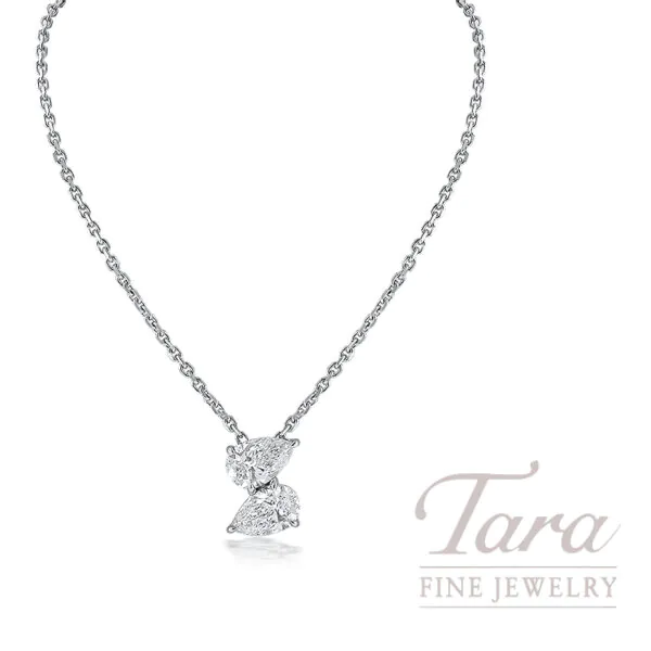 18K White Gold GIA Certified Pear Diamond Necklace 1.03 TDW