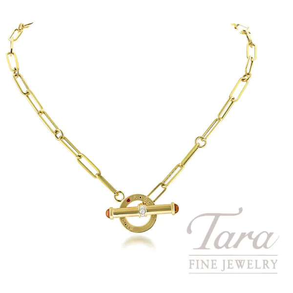 Roberto Coin Oro Classic 18K Yellow Gold Diamond & Pink Tourmaline Necklace