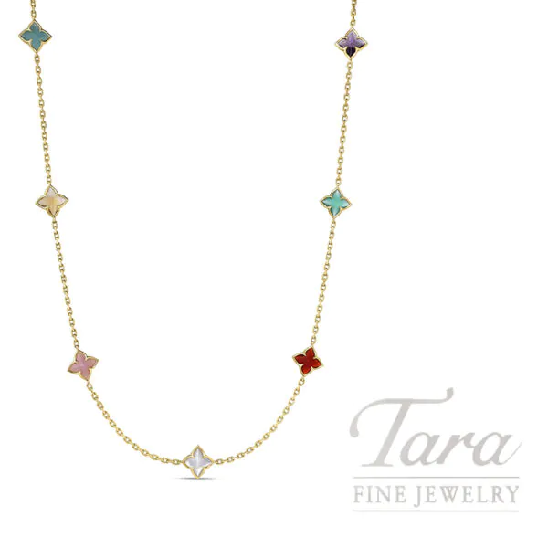 Roberto Coin Venetian Princess 18K Yellow Gold Multi-Gemstone Necklace 3.50 TW