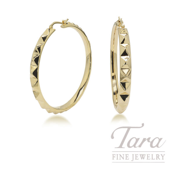Roberto Coin 18K Yellow Gold Large Pyramid Hoop Earrings