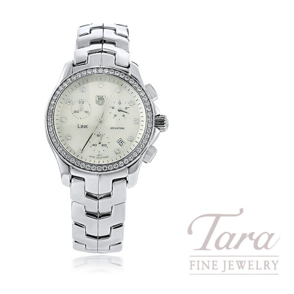 TAG Heuer Link Diamond Chronograph Watch Stainless Steel Mother-of-Pearl Dial