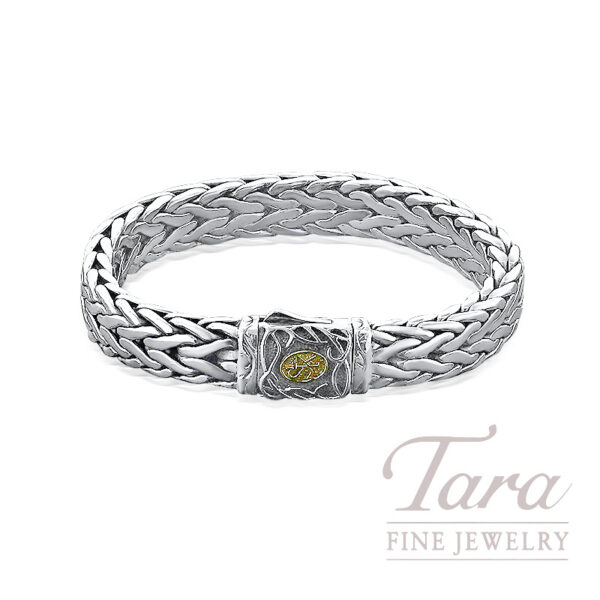 Scott Kay Doberman Sterling Silver & 18K Yellow Gold Bracelet 8.5"