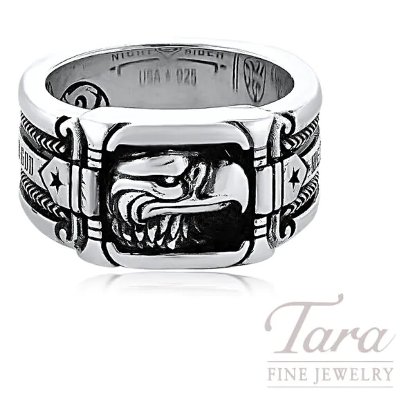 Night Rider Sterling Silver Eagle Ring, 16.6G