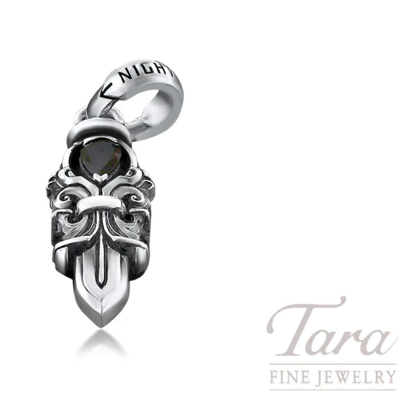 Night Rider Sterling Silver Guardian Angel Pear-Shaped Garnet Pendant