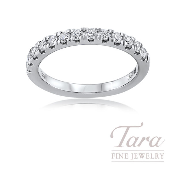 18K White Gold Diamond Band, 14 Round Diamonds, 0.50 TDW