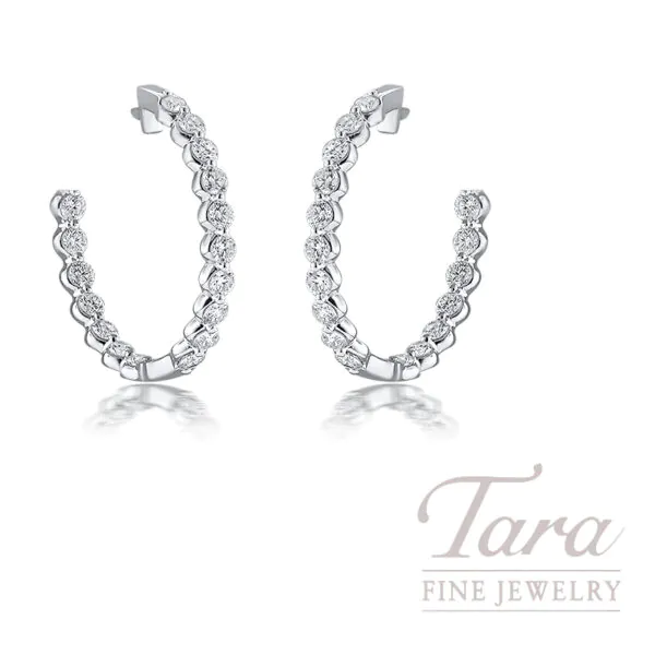 14K White Gold Diamond Inside-Out Hoop Earrings 1.93TDW