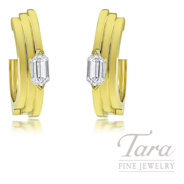 Norman Covan 18K Yellow Gold Hexagon Diamond Earrings 1.07TDW