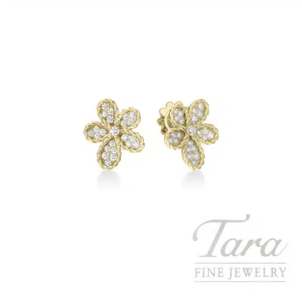 Roberto Coin Princess Flower 18K Yellow Gold 0.70 TDW Diamond Jasmine Stud Earrings