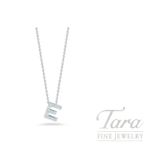 Roberto Coin 18K White Gold Diamond Love Letter "E" Pendant Necklace