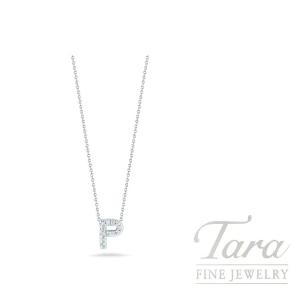 Roberto Coin 18K White Gold Diamond Love Letter "P" Pendant Necklace