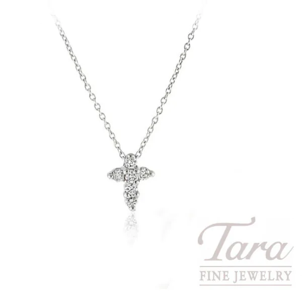 Roberto Coin Tiny Treasures 18K White Gold Diamond Cross Necklace