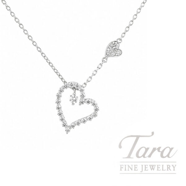 Roberto Coin 18K White Gold Diamond Princess Heart Necklace .40TDW