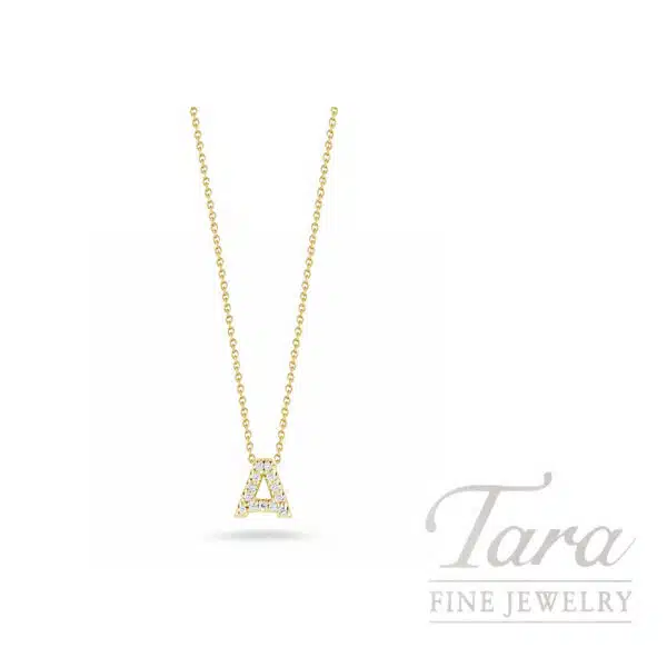 Roberto Coin 18K Yellow Gold Diamond Initial "A" Pendant Necklace | Tara Fine Jewelry