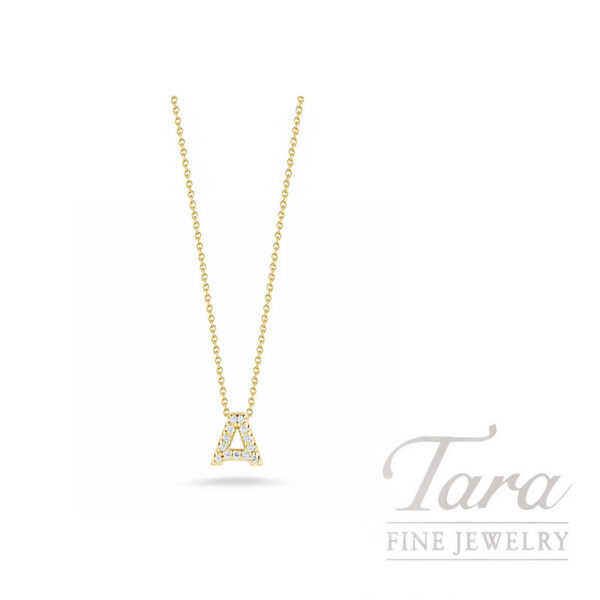 Roberto Coin Diamond 18K Yellow Gold Love Letter "A" Initial Pendant, 0.06TDW