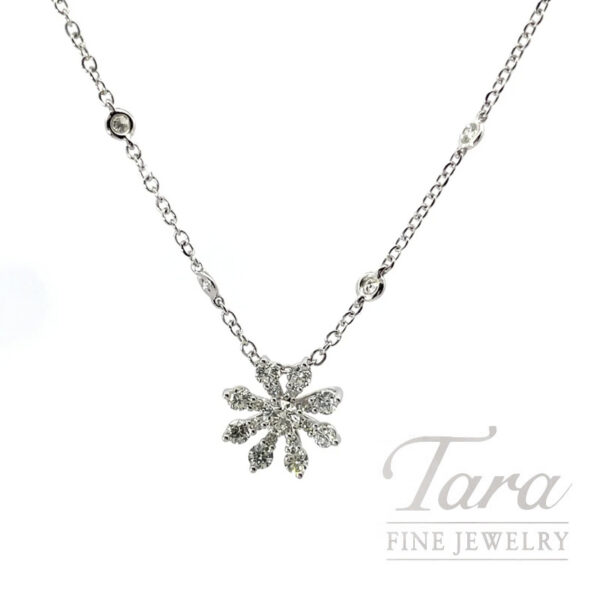 18K White Gold Diamond Station Necklace .59TDW, 3.79G