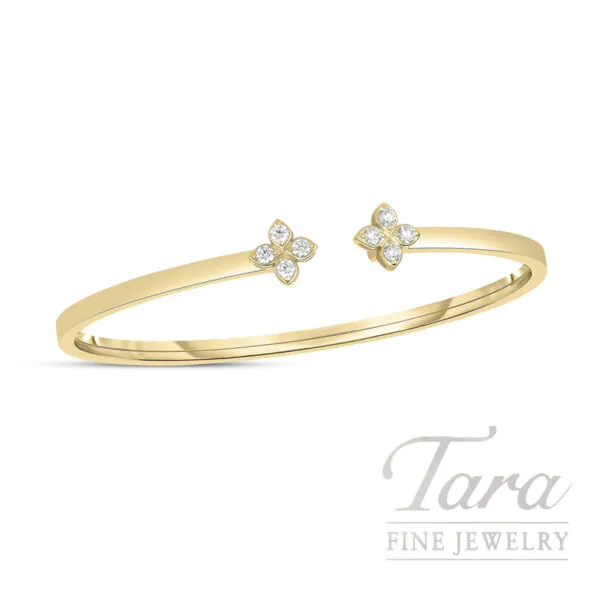 Roberto Coin Love in Verona 18K Yellow Gold Diamond Flower Bangle 0.20 TW