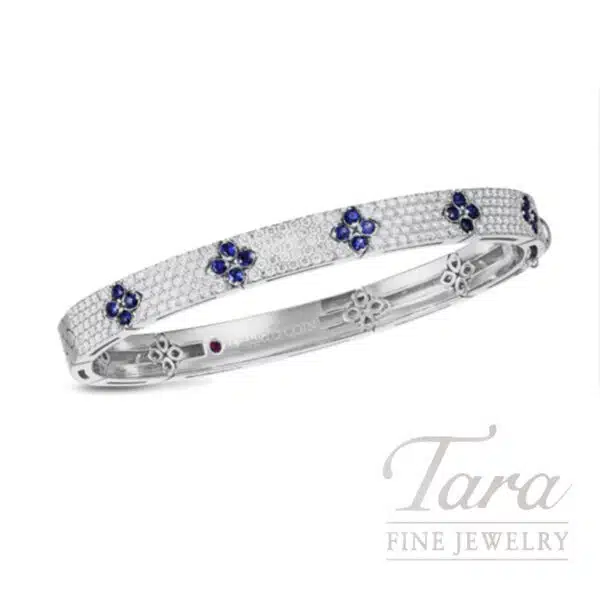 Roberto Coin 18K White Gold Diamond and Blue Sapphire Bracelet 1.75 TDW