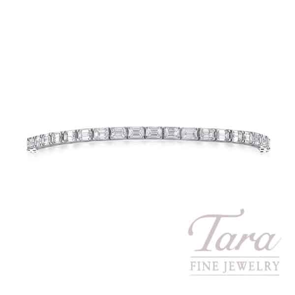 14K White Gold Emerald Cut Diamond Tennis Bracelet 8.20TDW