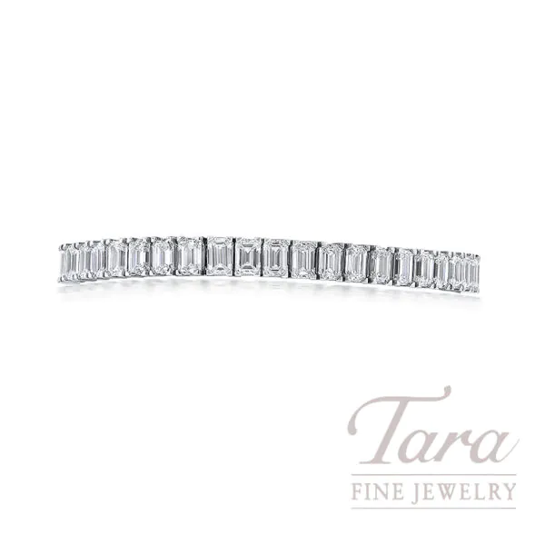 Platinum Emerald Cut Diamond Tennis Bracelet, 22.49 TDW