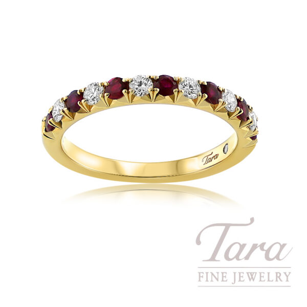 18K Yellow Gold Ruby and Diamond Band