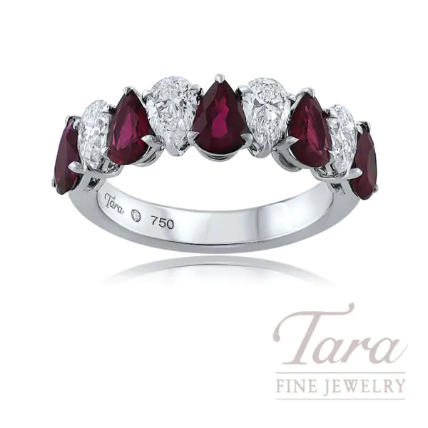 18K White Gold Ruby & Diamond Band, 2.04 TW Rubies, 1.29 TDW