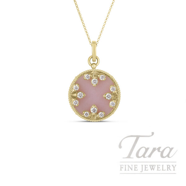 Roberto Coin 18K Yellow Gold Pink Opal and Diamond Venetian Princess Pendant Necklace
