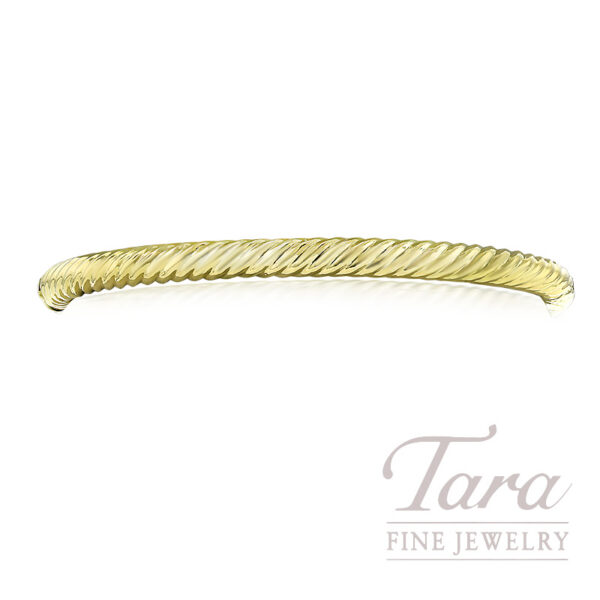David Yurman 18k Yellow Gold Twisted Cable Half Polished Bangle Bracelet